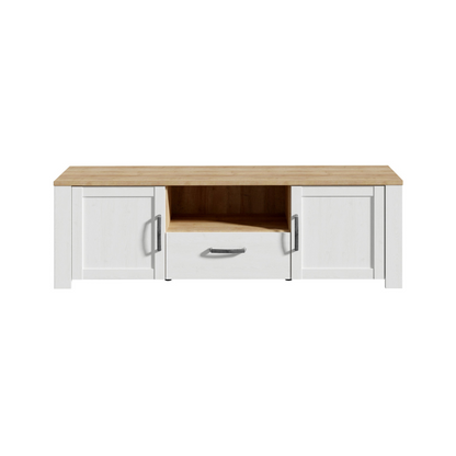 Bohol TV Unit in Riviera Oak/White with Optional LED Lighting