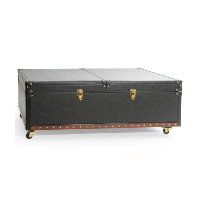 Soho Steamer Leather Coffee Table / Bar Cabinet