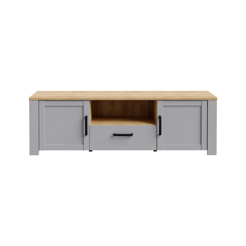 Bohol TV Unit in Riviera Oak/Grey Oak with Optional LED Lighting