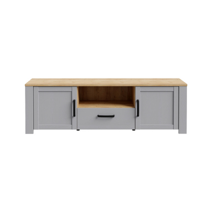 Bohol TV Unit in Riviera Oak/Grey Oak with Optional LED Lighting