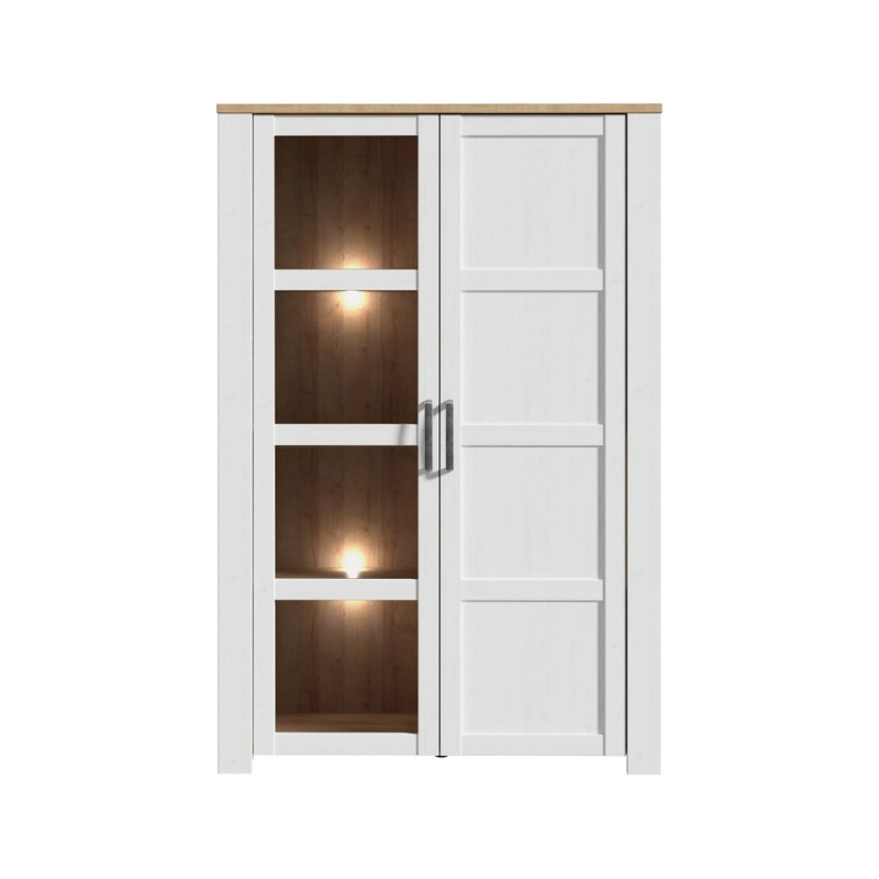 Bohol Display Cabinet in Riviera Oak/White with Optional LED Lighting