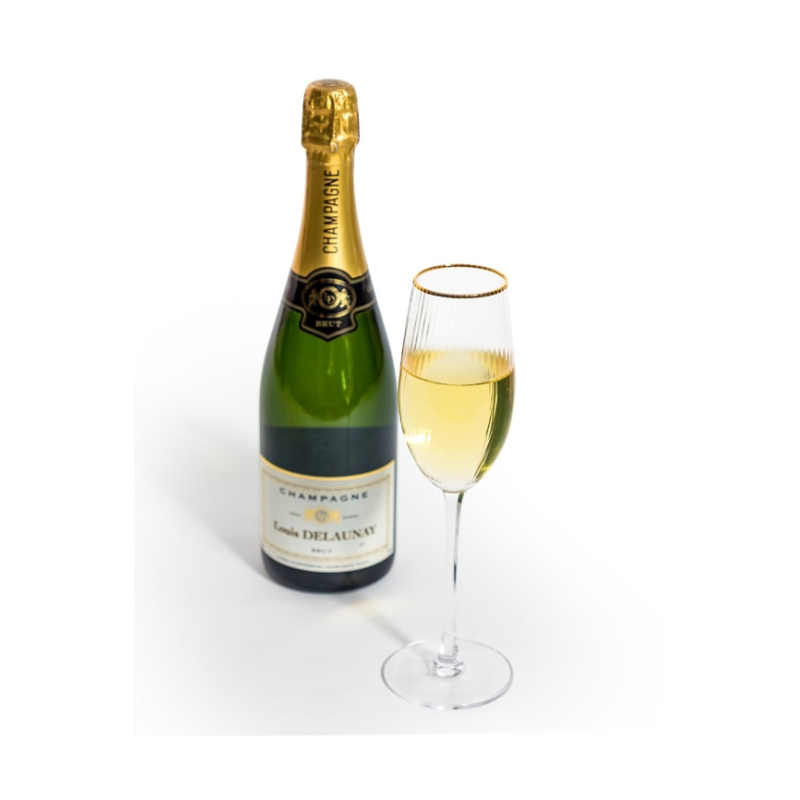 Set of 6 Traditional Champagne Flutes with Gold Rims