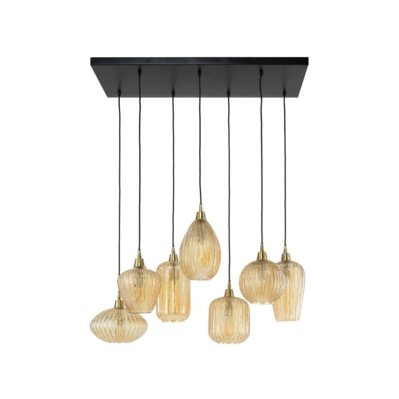 Leyla Amber Glass 7 String Pendant Light