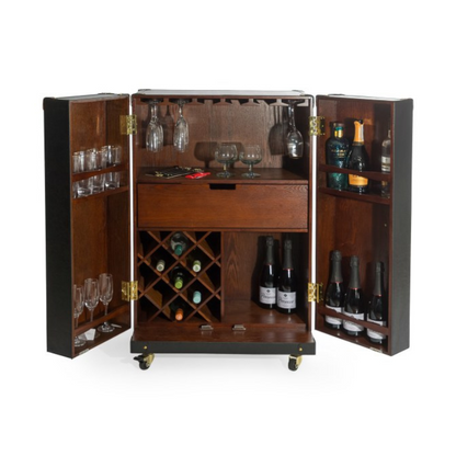 Soho Steamer Large Leather Two-Door Wine / Bar Cabinet