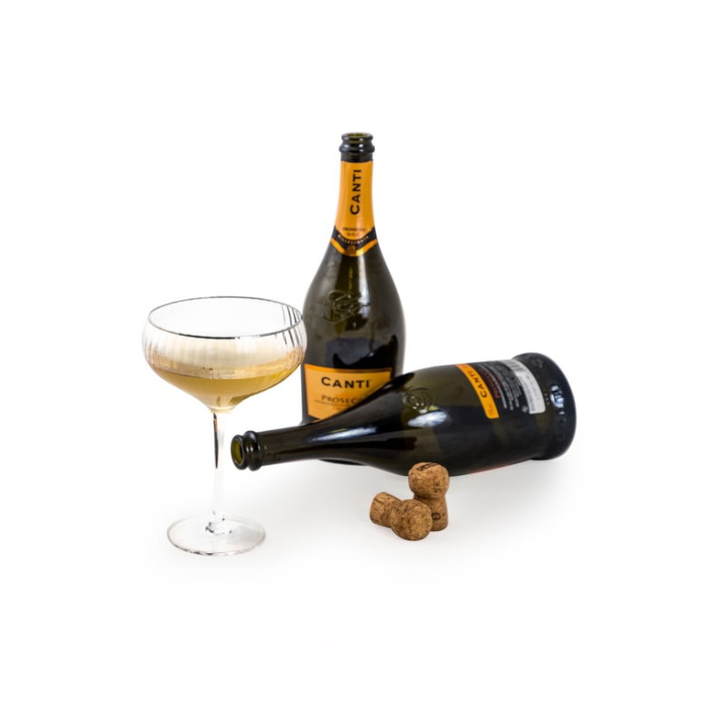 Set of 6 Large Traditional Coupe Champagne Glasses with Silver Rims