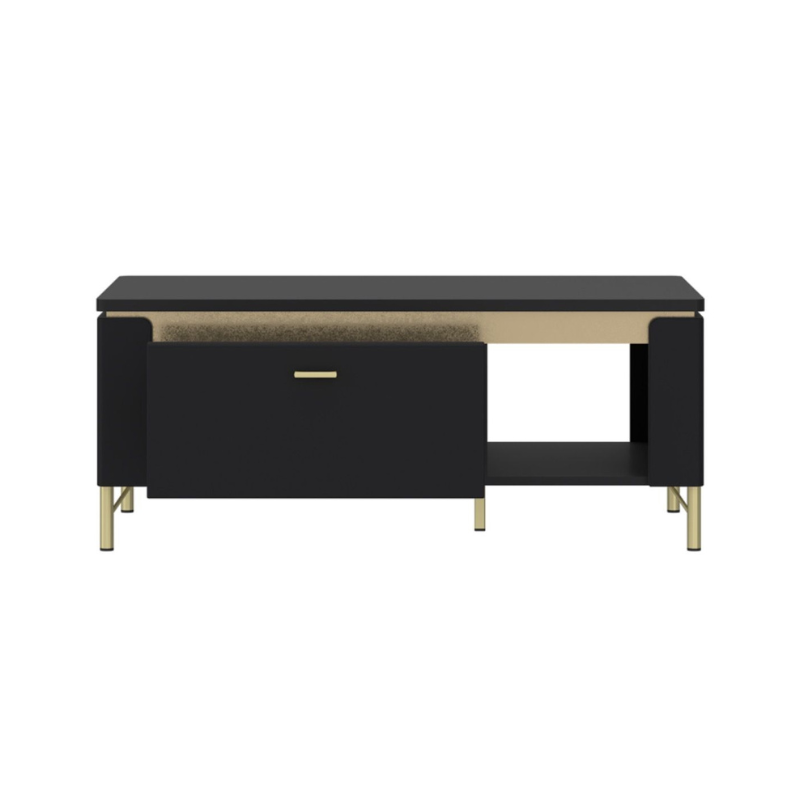 Genoa Coffee Table 1 Drawer in Black Matt/Gold
