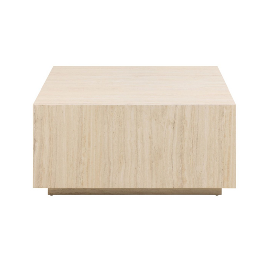 Dice Square Coffee Table in Light Travertine Effect 90x90x42cm