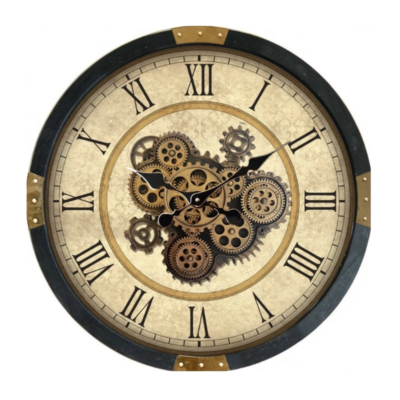 Victorian Parchment Exposed Gear Wall Clock – 64cm
