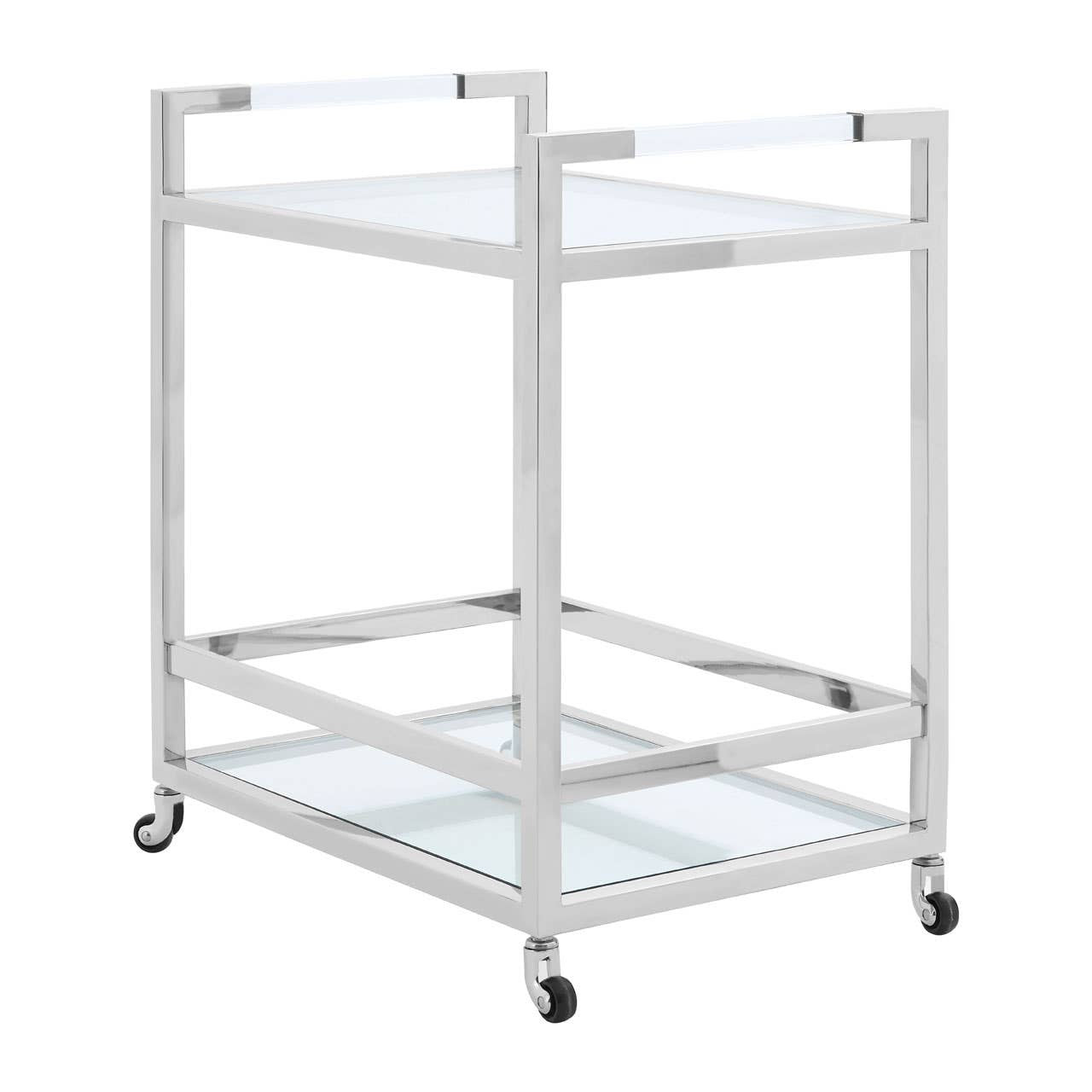 Vogue 2-Tier Drinks Trolley – Polished Stainless Steel & Glass