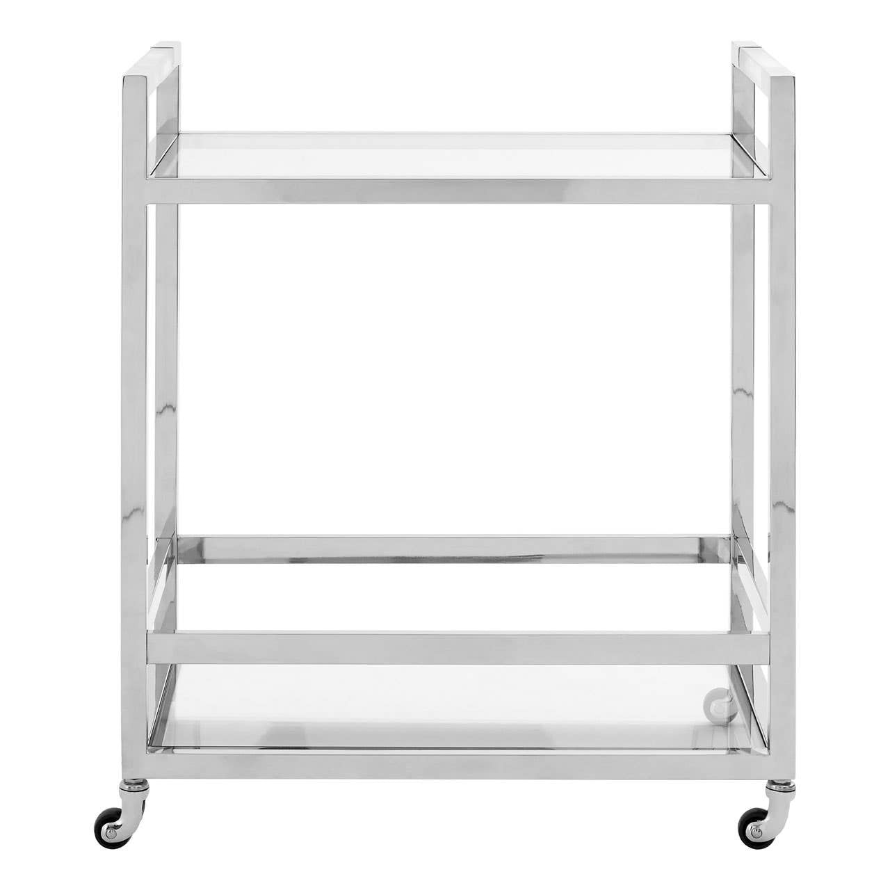 Vogue 2-Tier Drinks Trolley – Polished Stainless Steel & Glass