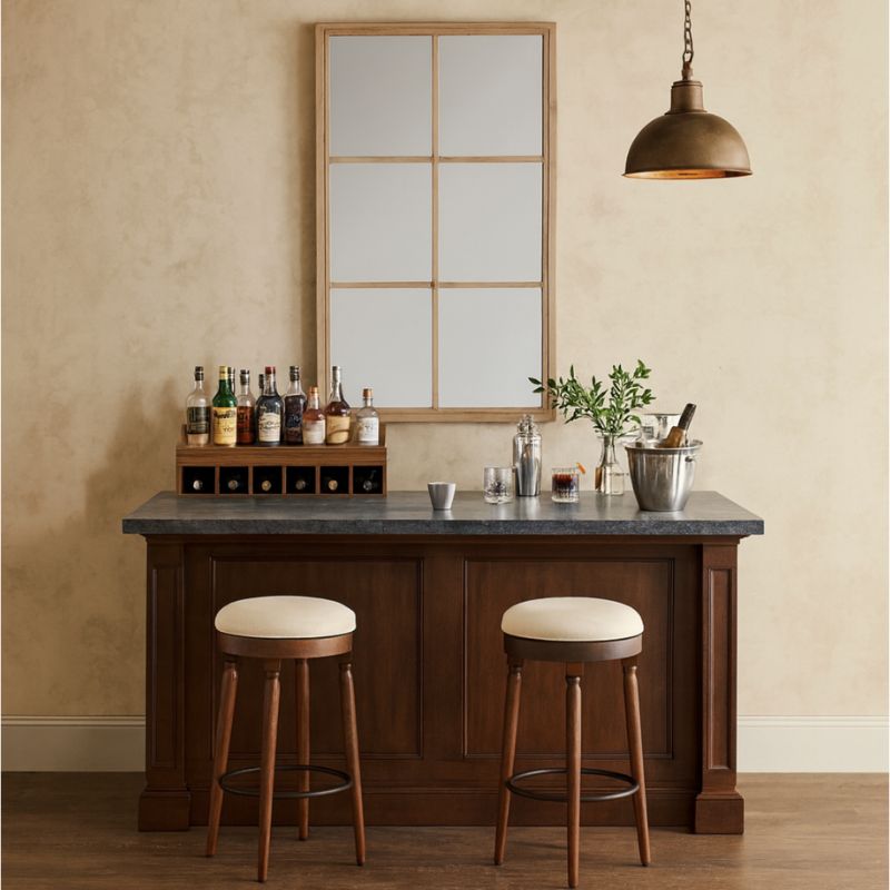 Washed Wood Large Window Mirror