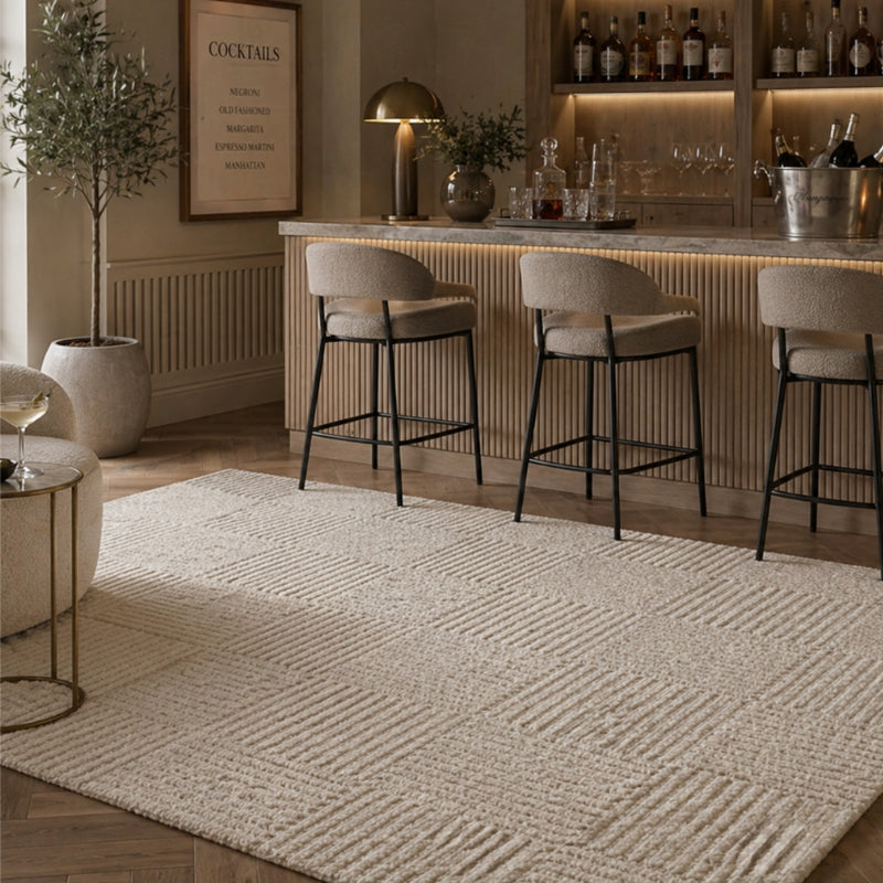 Zennith Cream Bouclé Grid Rug