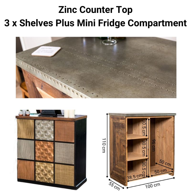 Modular Metal Front Bar - Copper, Brass & Zinc Panels with Custom Options