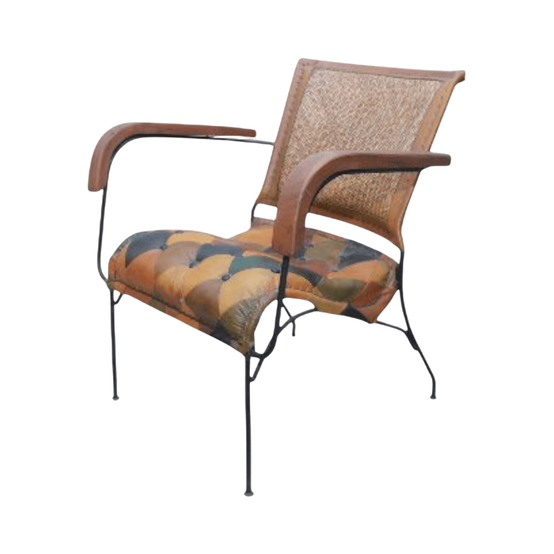 Armchair 76Cm Patchwork Leather Chair