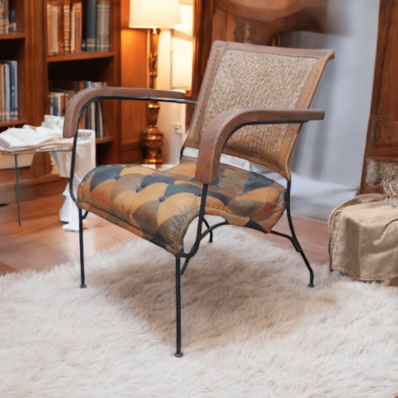 Armchair 76Cm Patchwork Leather Chair