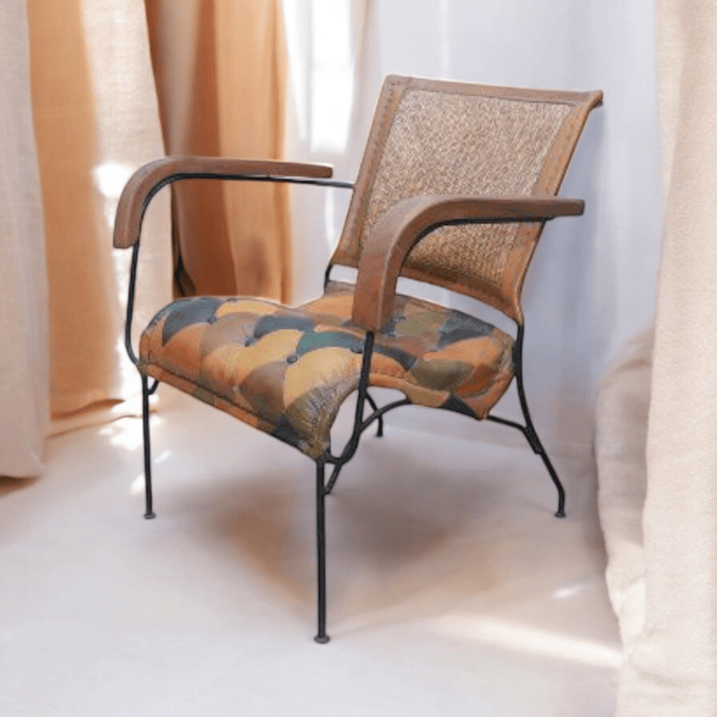Armchair 76Cm Patchwork Leather Chair