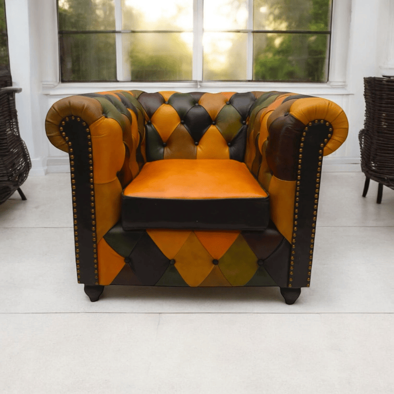 Armchair Harlequin Rolltop Leather Armchair
