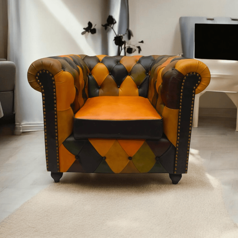 Armchair Harlequin Rolltop Leather Armchair