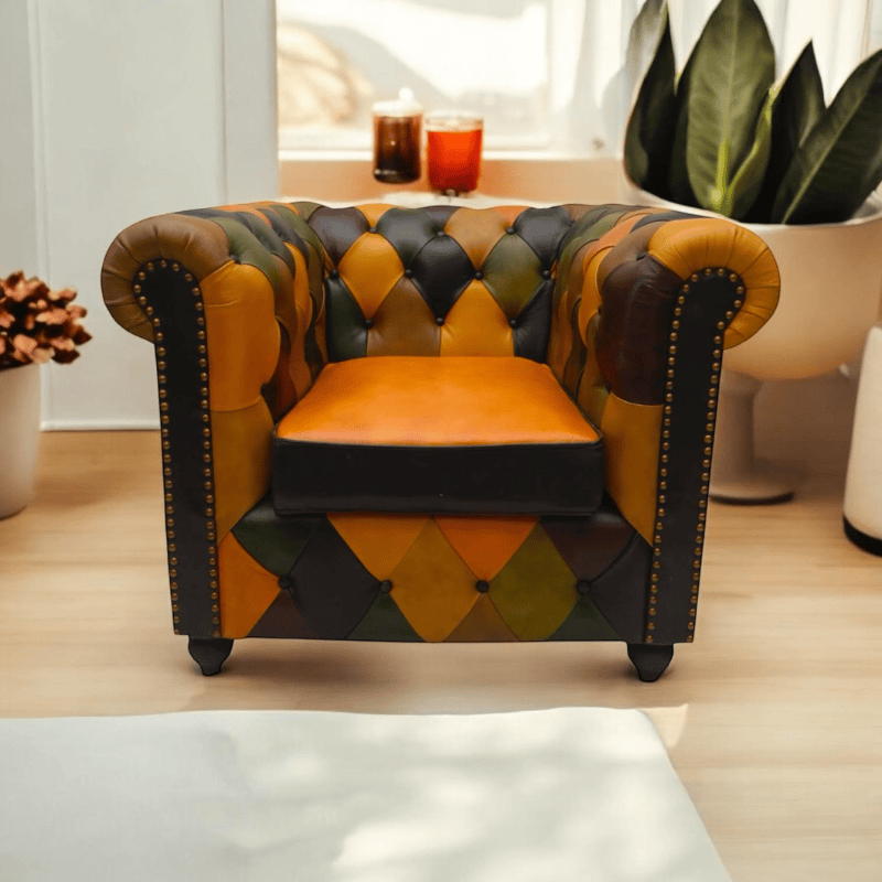 Armchair Harlequin Rolltop Leather Armchair
