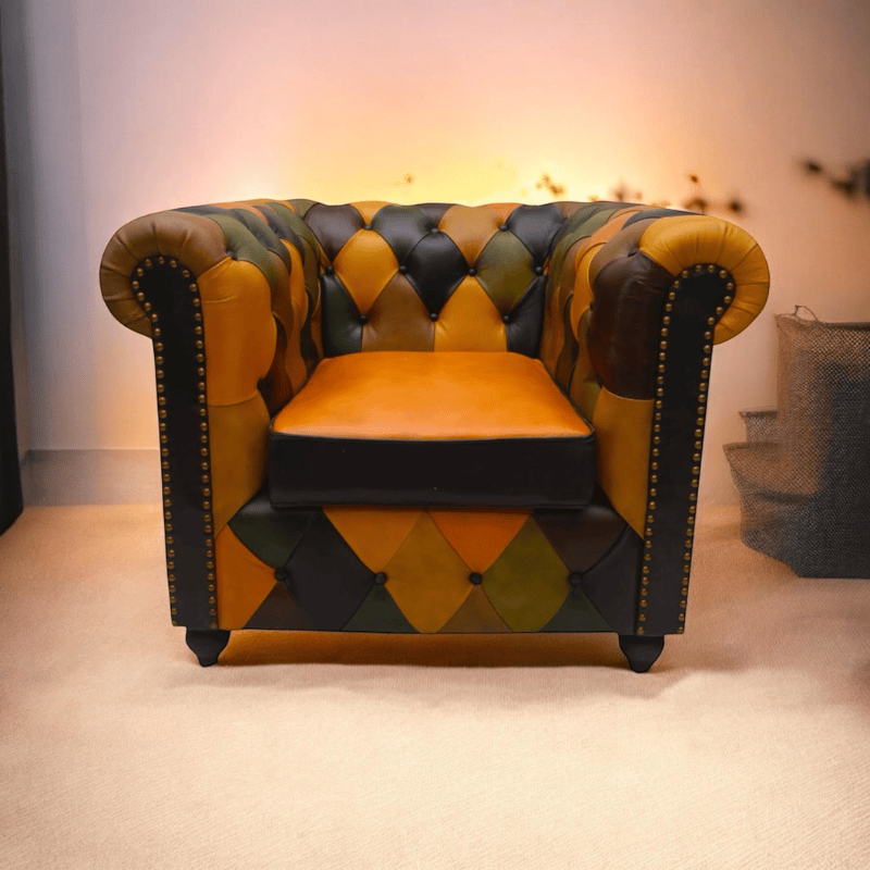 Armchair Harlequin Rolltop Leather Armchair