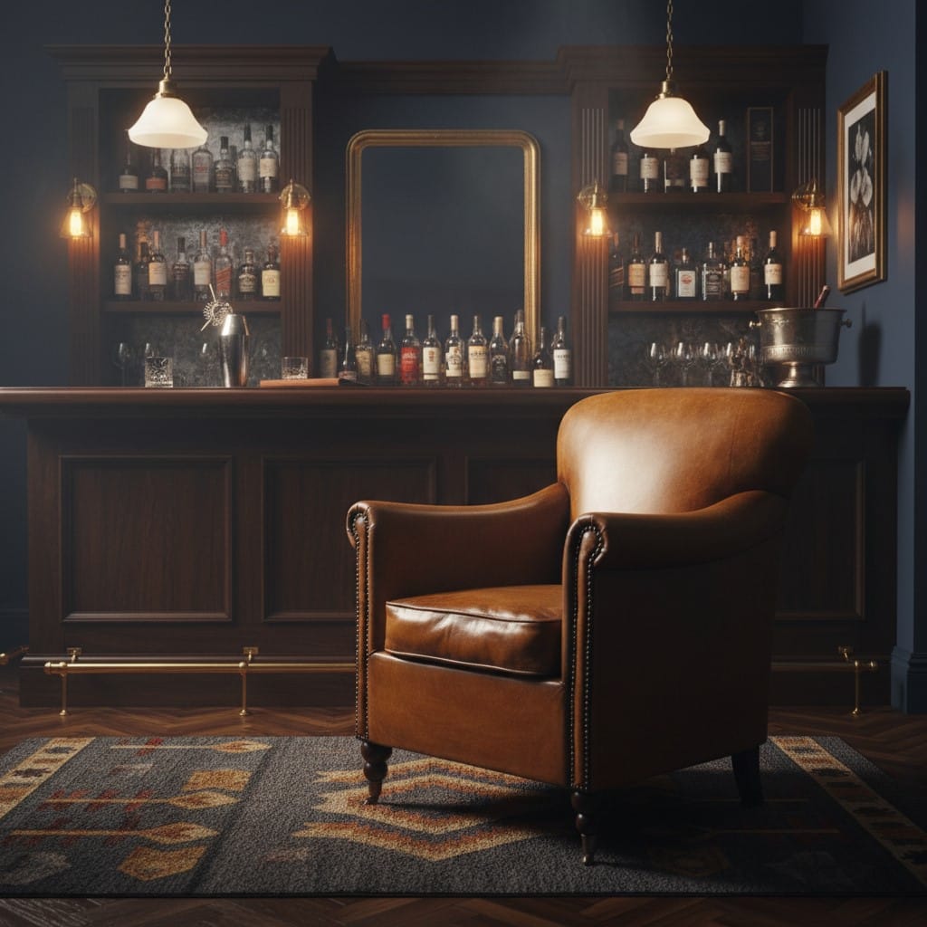 Armchair Langan Vintage Style Tan Leather Armchair
