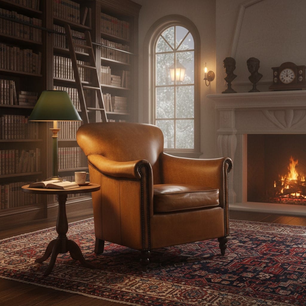 Armchair Langan Vintage Style Tan Leather Armchair