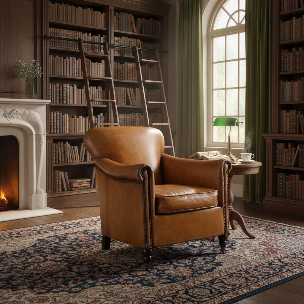 Armchair Langan Vintage Style Tan Leather Armchair