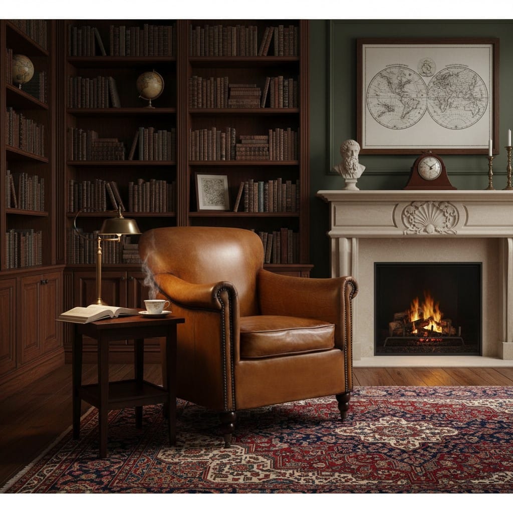 Armchair Langan Vintage Style Tan Leather Armchair