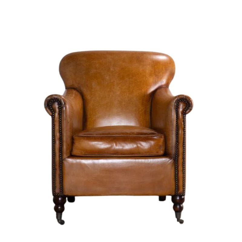 Armchair Langan Vintage Style Tan Leather Armchair