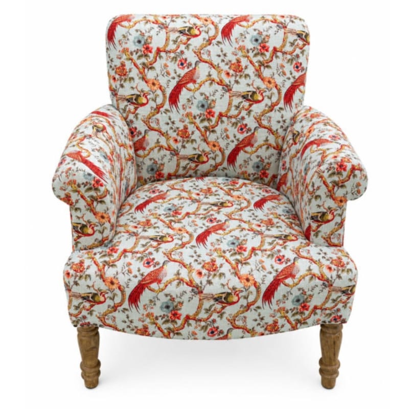 Armchair Oriental Patterned Floral Birds Occasional Armchair