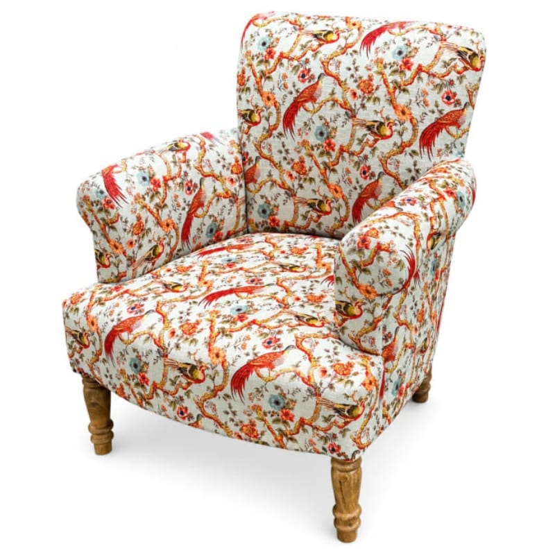 Armchair Oriental Patterned Floral Birds Occasional Armchair