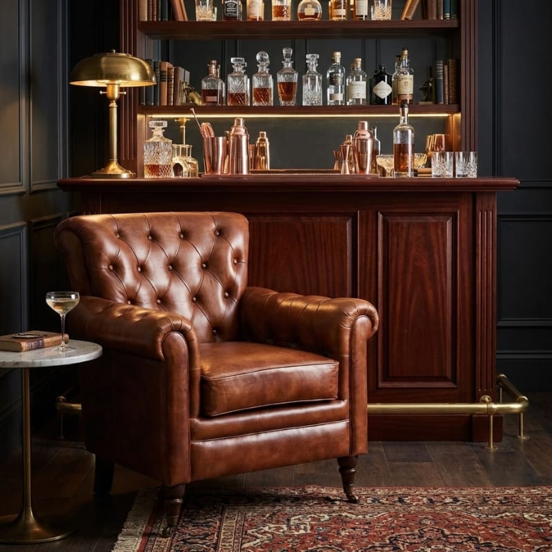 Armchair Ridge Leather Chesterfield Armchair