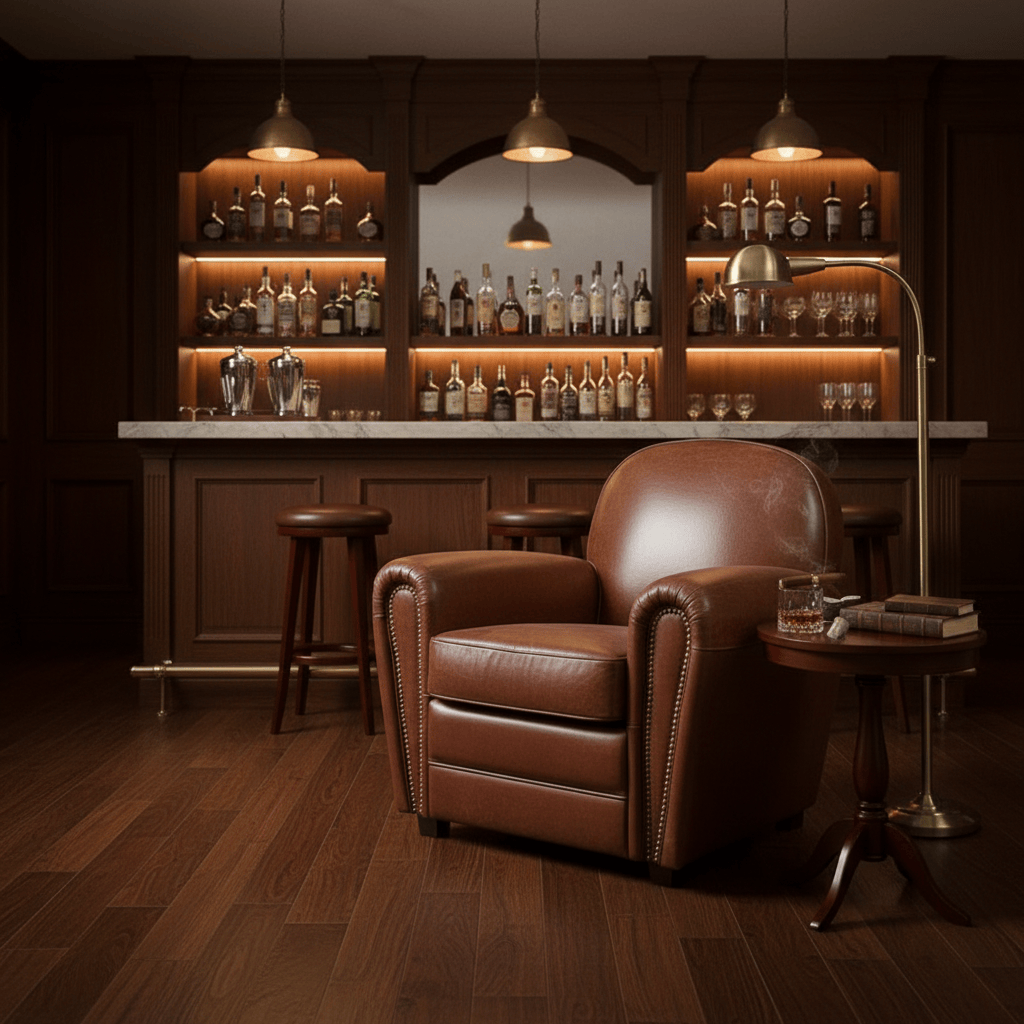 Armchair Vintage Leather Art Deco Style Armchair