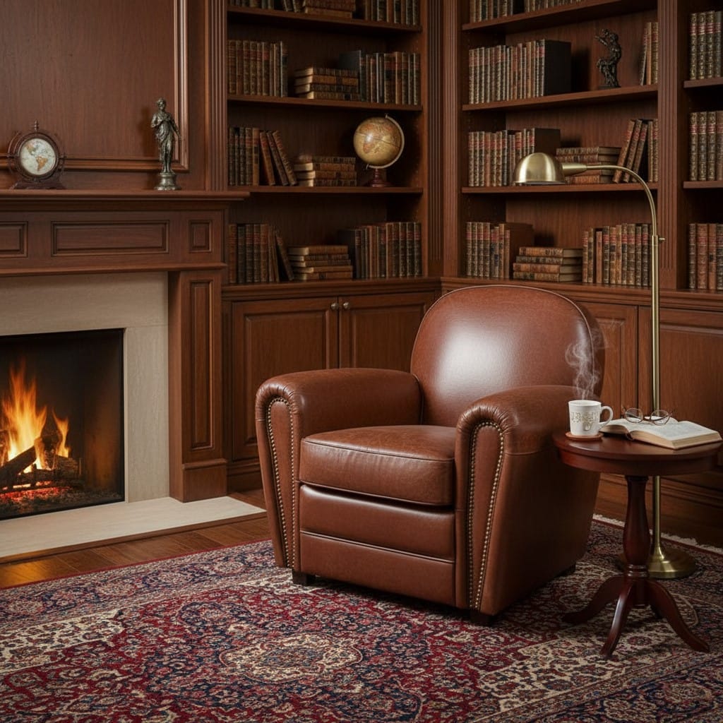 Armchair Vintage Leather Art Deco Style Armchair