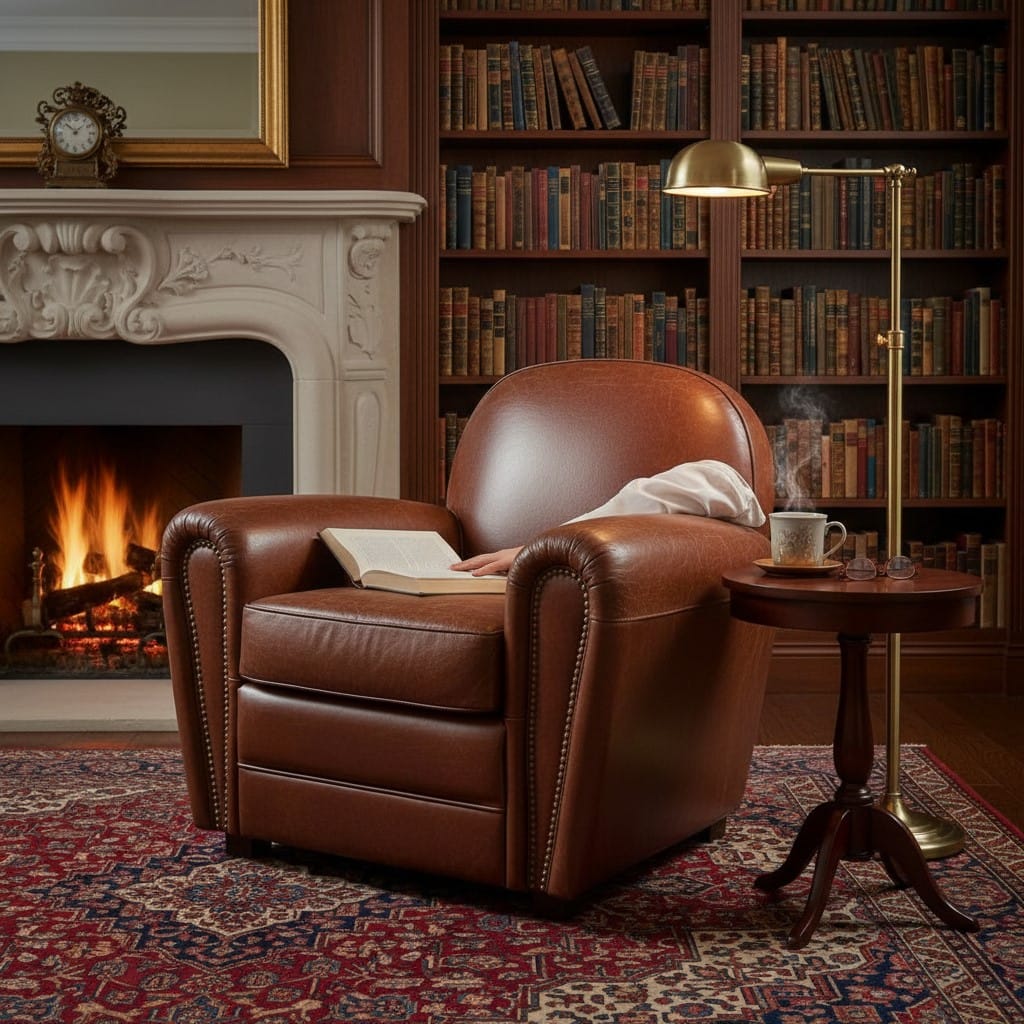 Armchair Vintage Leather Art Deco Style Armchair