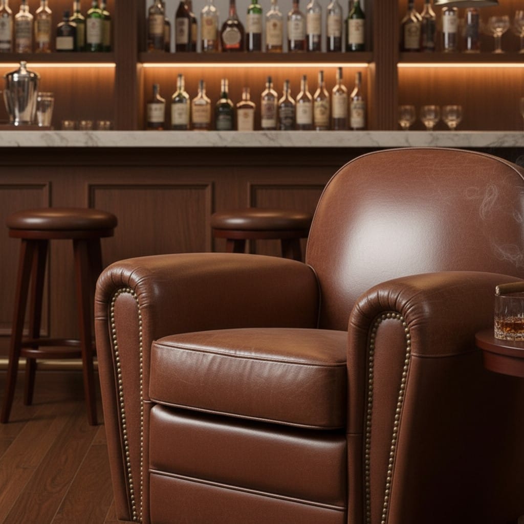 Armchair Vintage Leather Art Deco Style Armchair