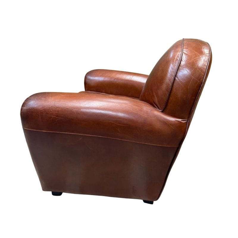 Armchair Vintage Leather Art Deco Style Armchair