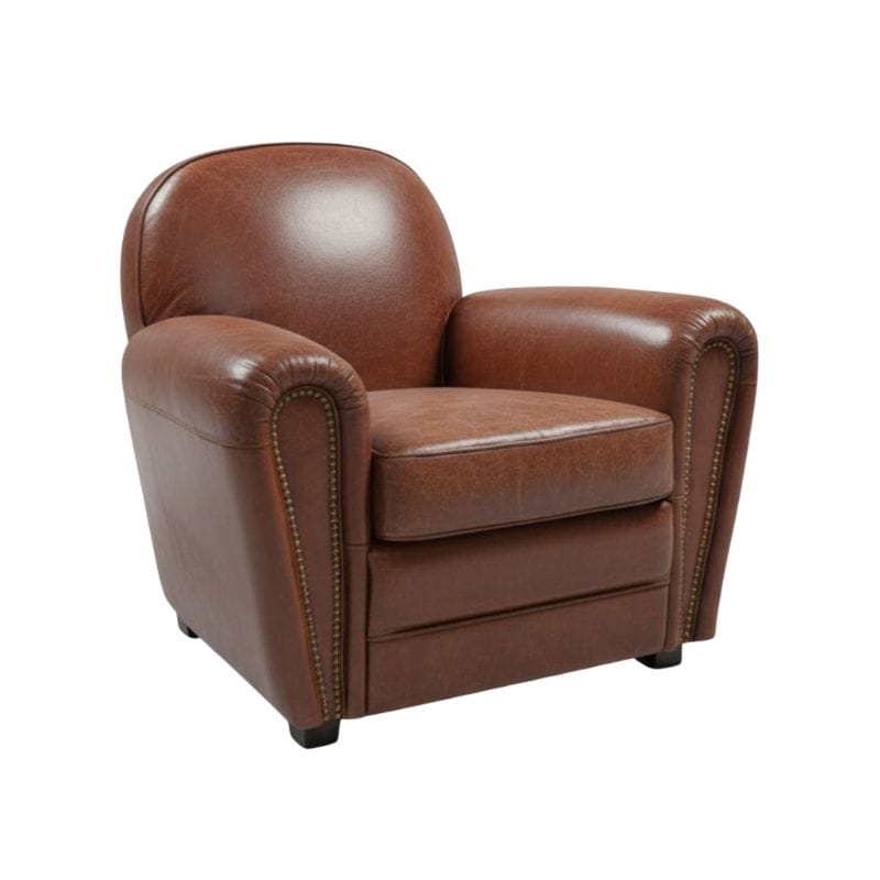 Armchair Vintage Leather Art Deco Style Armchair