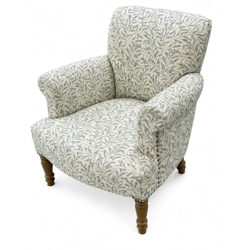 Armchair Willow Bough Occasional Armchair – Blue & Ivory Cotton