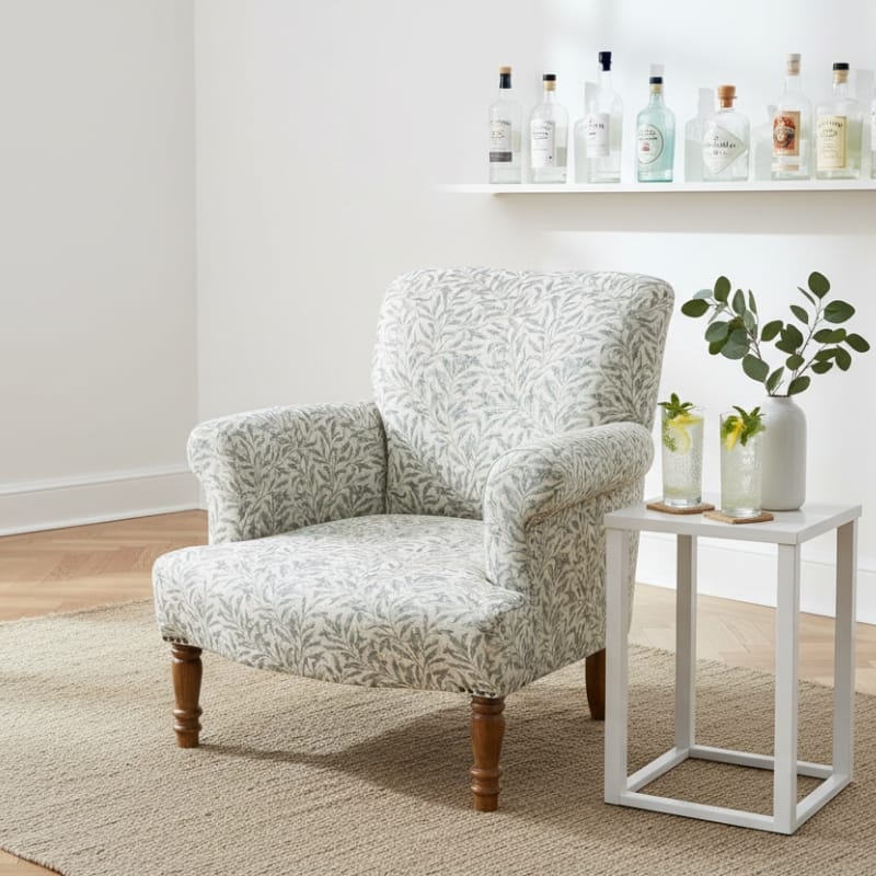Armchair Willow Bough Occasional Armchair – Blue & Ivory Cotton