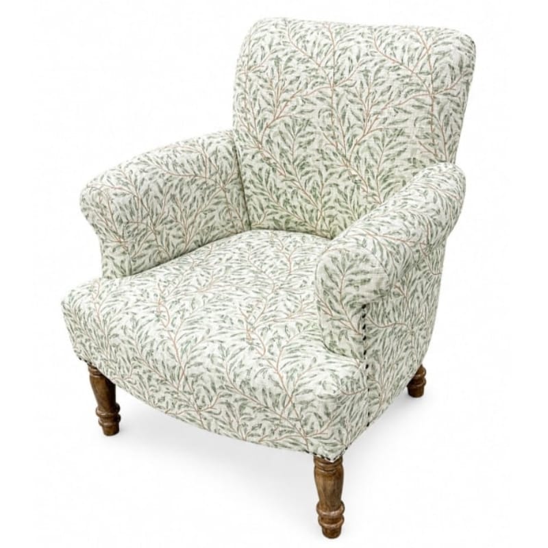 Armchair Willow Bough Occasional Armchair – Green & Ivory Cotton