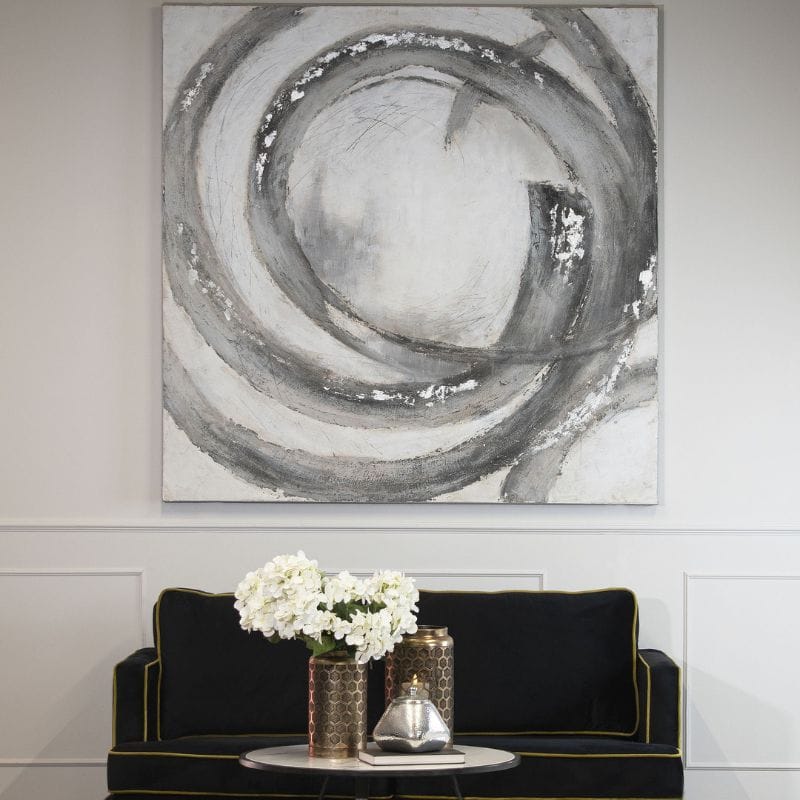 Art Galaxy Silver and Grey Hand Painted Canvas