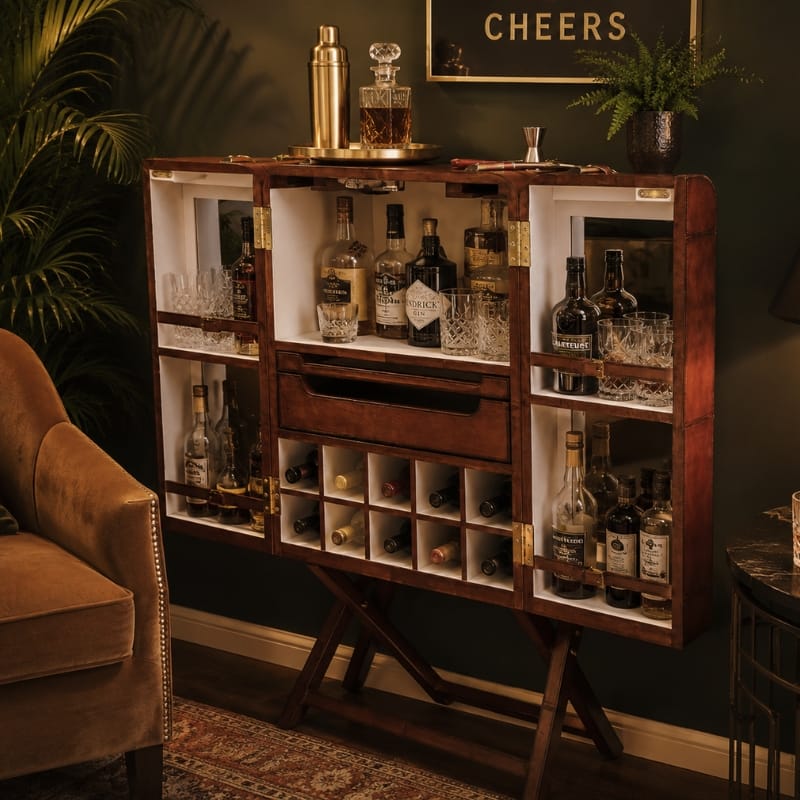 Bar Cabinet Explorer Trunk Bar Cabinet – Cognac Leather