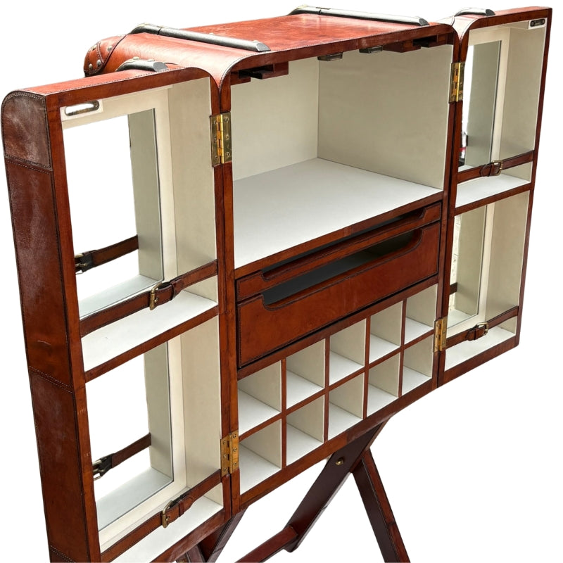 Bar Cabinet Explorer Trunk Bar Cabinet – Cognac Leather