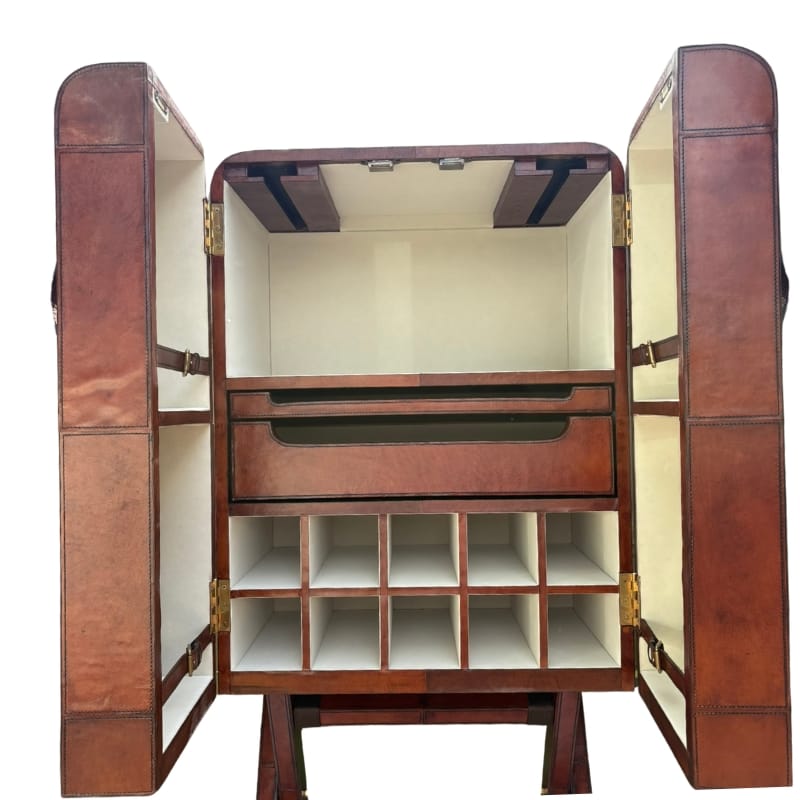 Bar Cabinet Explorer Trunk Bar Cabinet – Cognac Leather