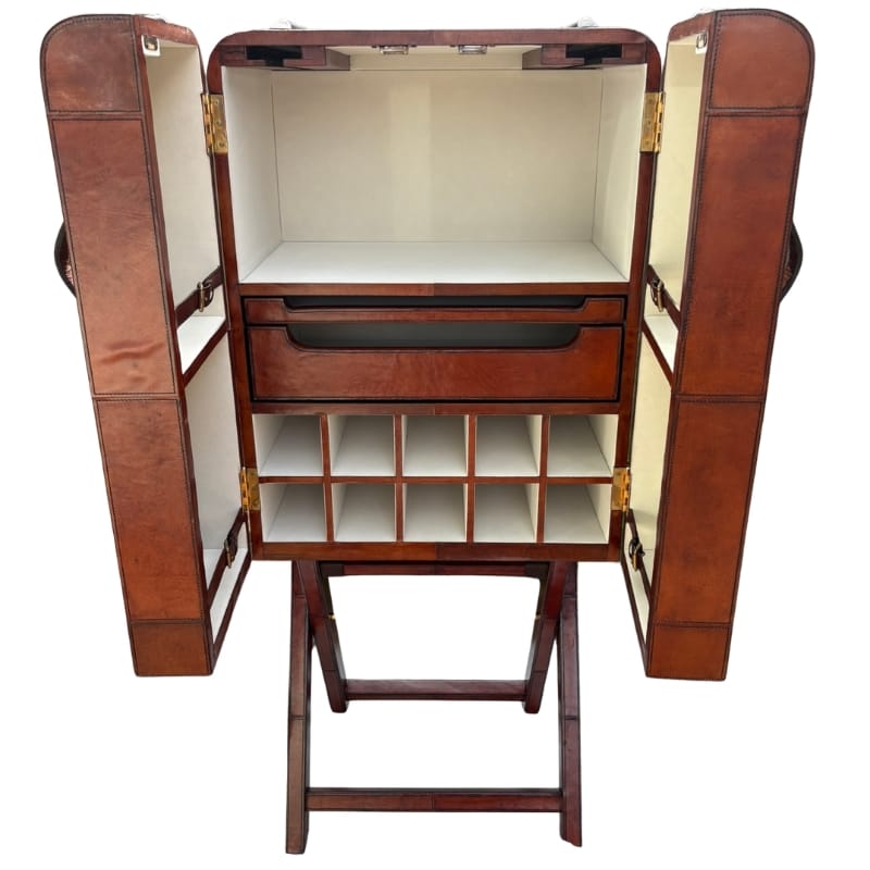 Bar Cabinet Explorer Trunk Bar Cabinet – Cognac Leather