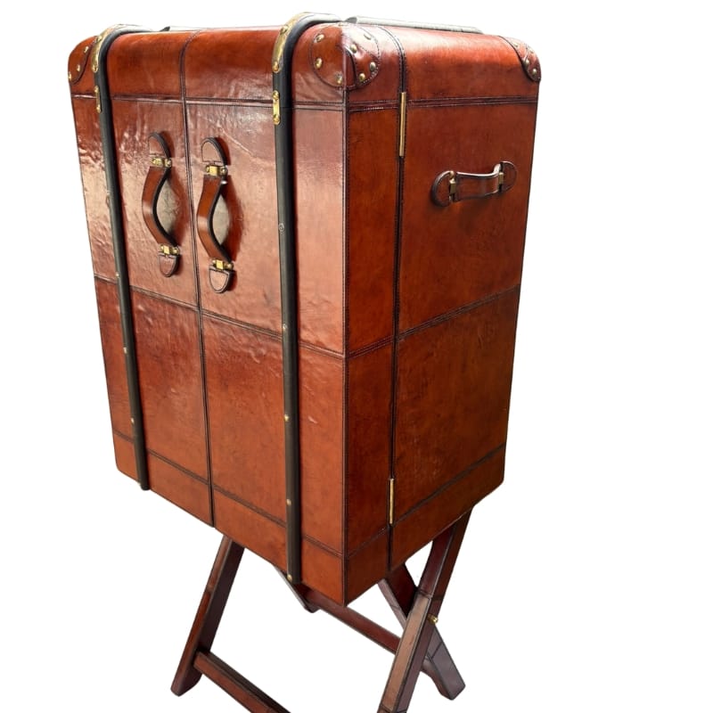 Bar Cabinet Explorer Trunk Bar Cabinet – Cognac Leather