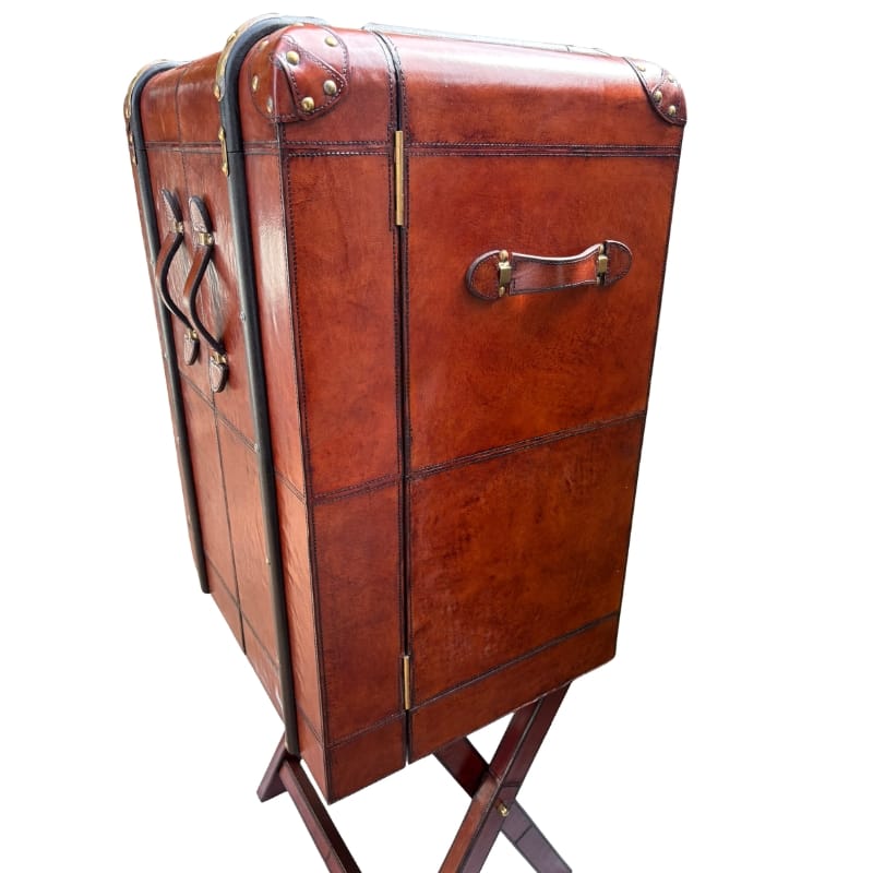 Bar Cabinet Explorer Trunk Bar Cabinet – Cognac Leather