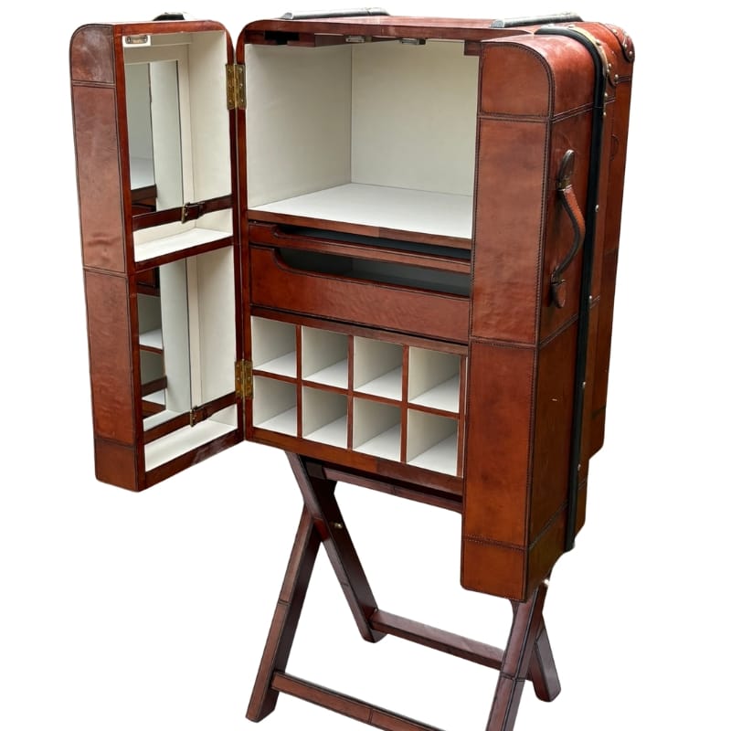 Bar Cabinet Explorer Trunk Bar Cabinet – Cognac Leather