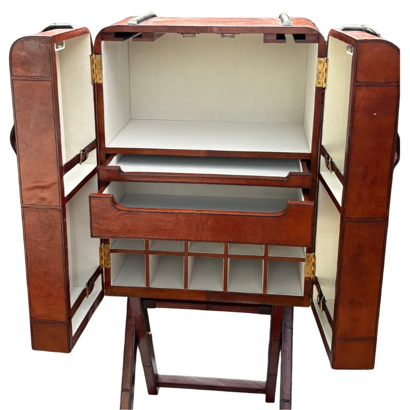 Bar Cabinet Explorer Trunk Bar Cabinet – Cognac Leather